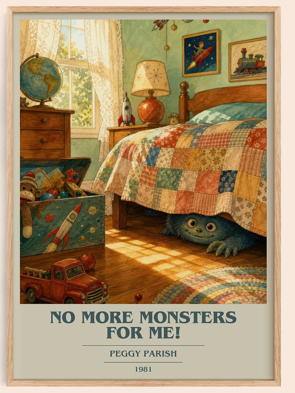 No More Monsters for Me! book cover book poster by Peggy Parish – framed literary art print