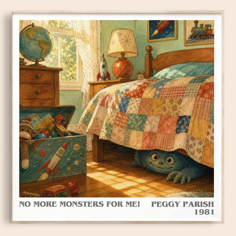 No More Monsters for Me! literary book poster by Peggy Parish – framed literary art print