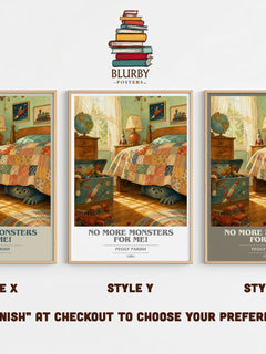 No More Monsters for Me! book cover print in frame leaning in hallway – childrens wall art