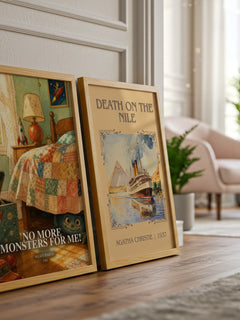 No More Monsters for Me! watercolour print framed by window – literary home decor