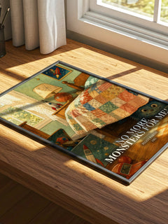 No More Monsters for Me! watercolour book poster framed on wall – childrens wall art