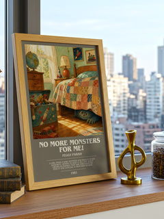No More Monsters for Me! bookish print framed by window – literary home decor