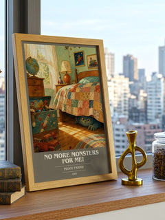 No More Monsters for Me! book cover print framed by window – literary home decor