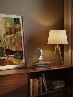 No More Monsters for Me! watercolour print on bookshelf – Peggy Parish fan gift