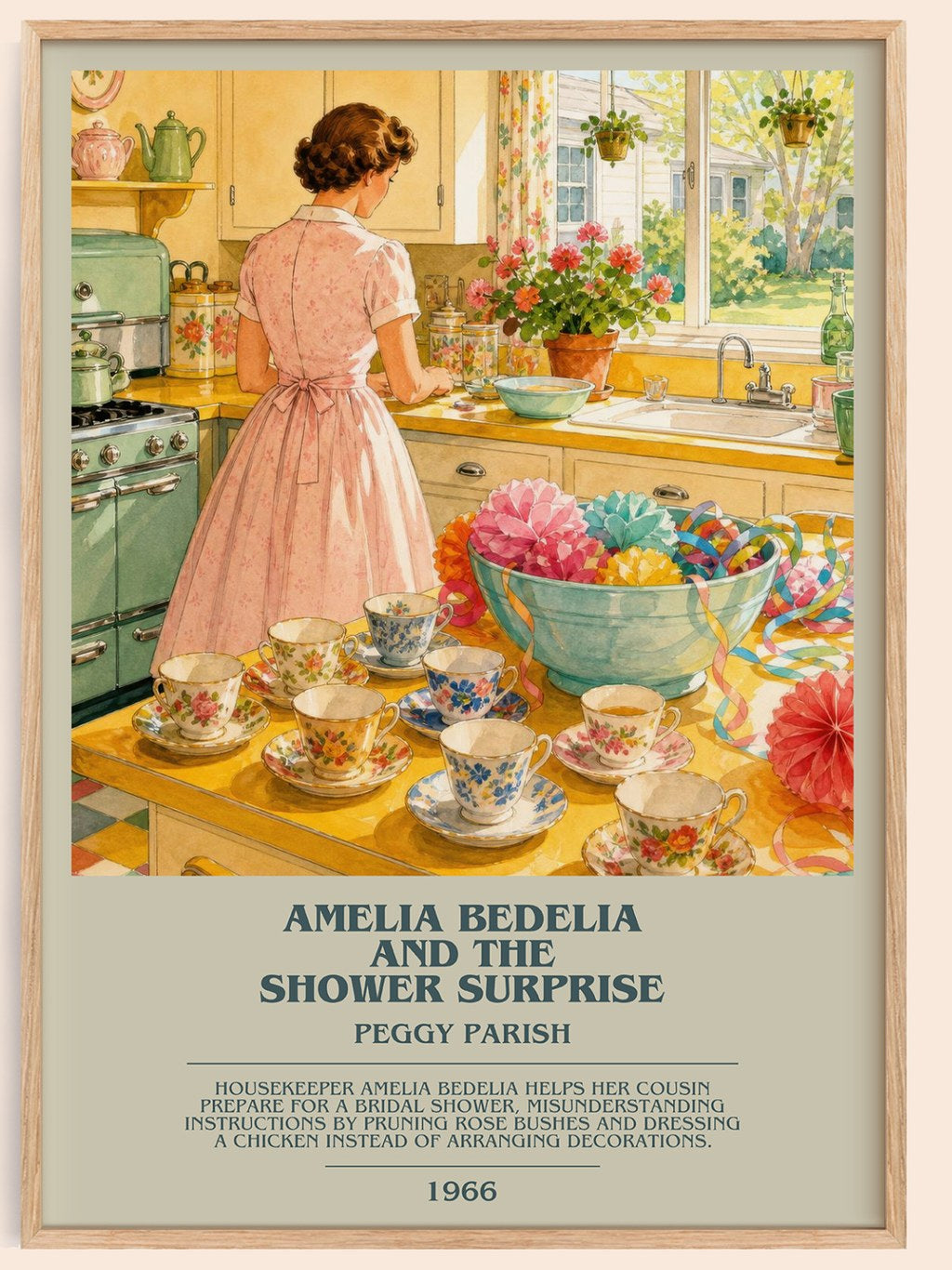 Amelia Bedelia and the Shower Surprise bookish book poster by Peggy Parish – framed literary art print