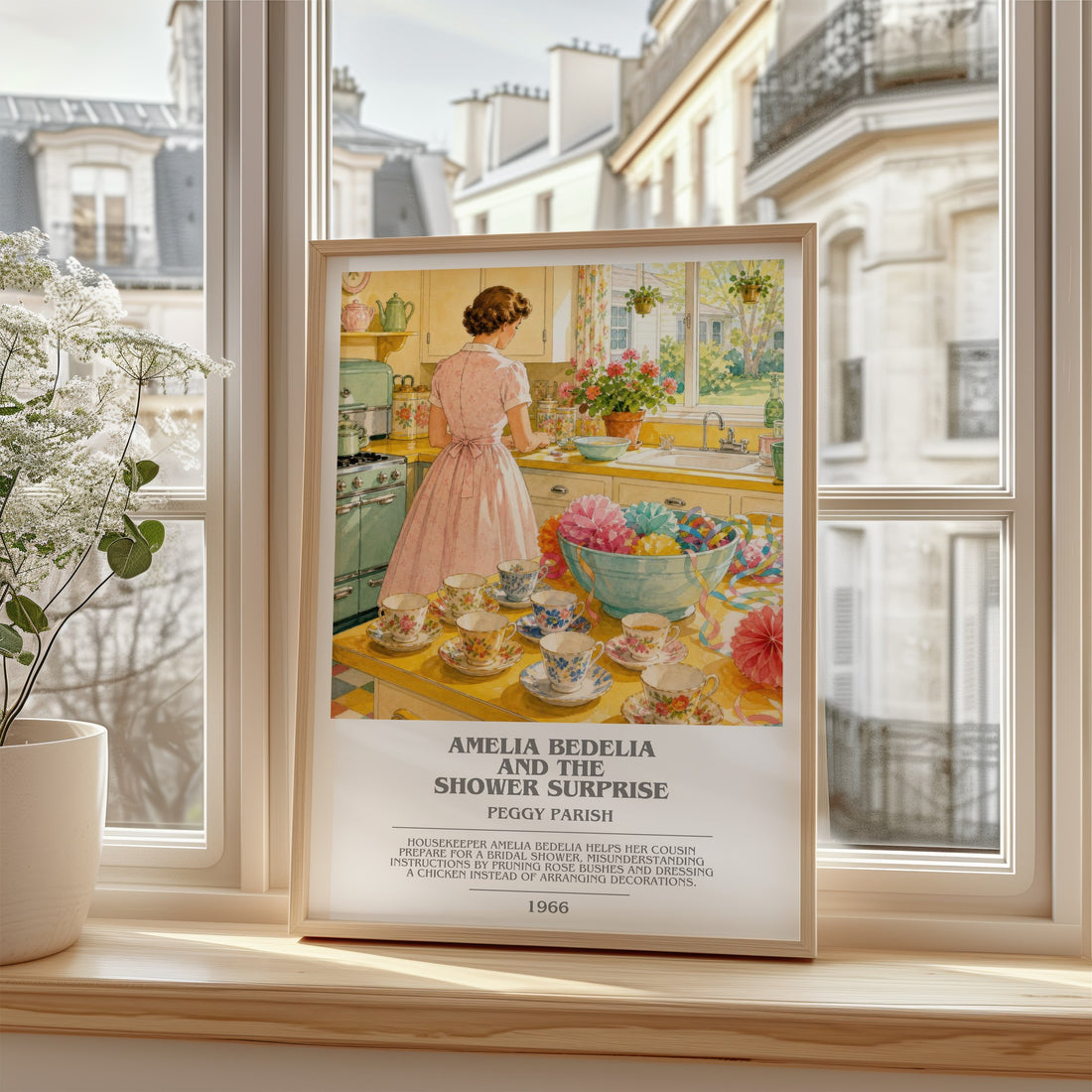 Amelia Bedelia and the Shower Surprise bookish poster colour and style options – Peggy Parish book art