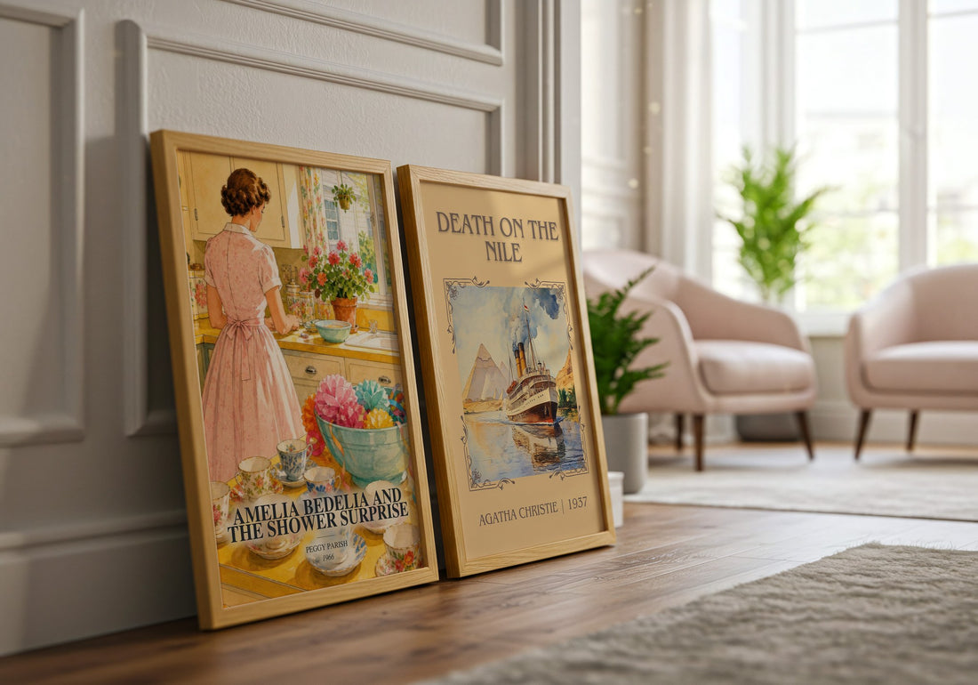 Amelia Bedelia and the Shower Surprise watercolour print framed by window – literary home decor