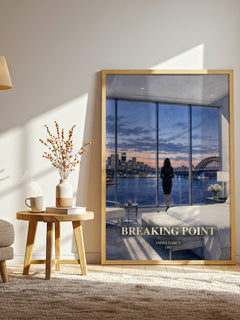Breaking Point watercolour print in frame leaning in hallway – romance wall art