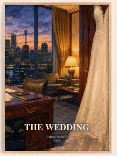 The Wedding watercolour book poster by Emma Darcy – framed literary art print