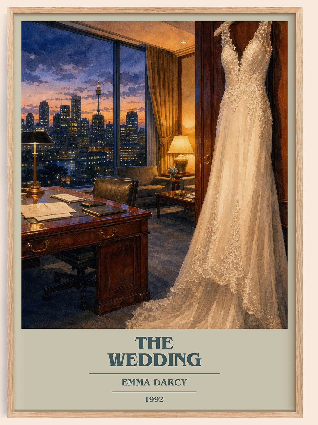 The Wedding book cover book poster by Emma Darcy – framed literary art print