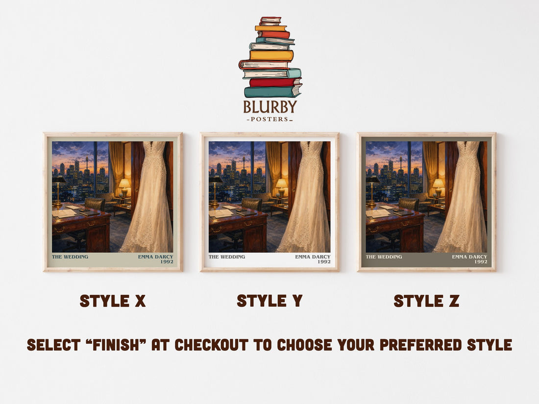 The Wedding literary print in frame leaning in hallway – romance wall art (mockup)