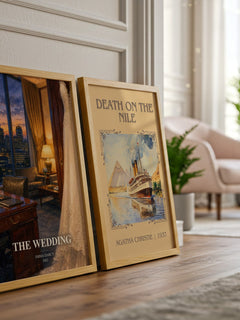 The Wedding watercolour print framed by window – literary home decor
