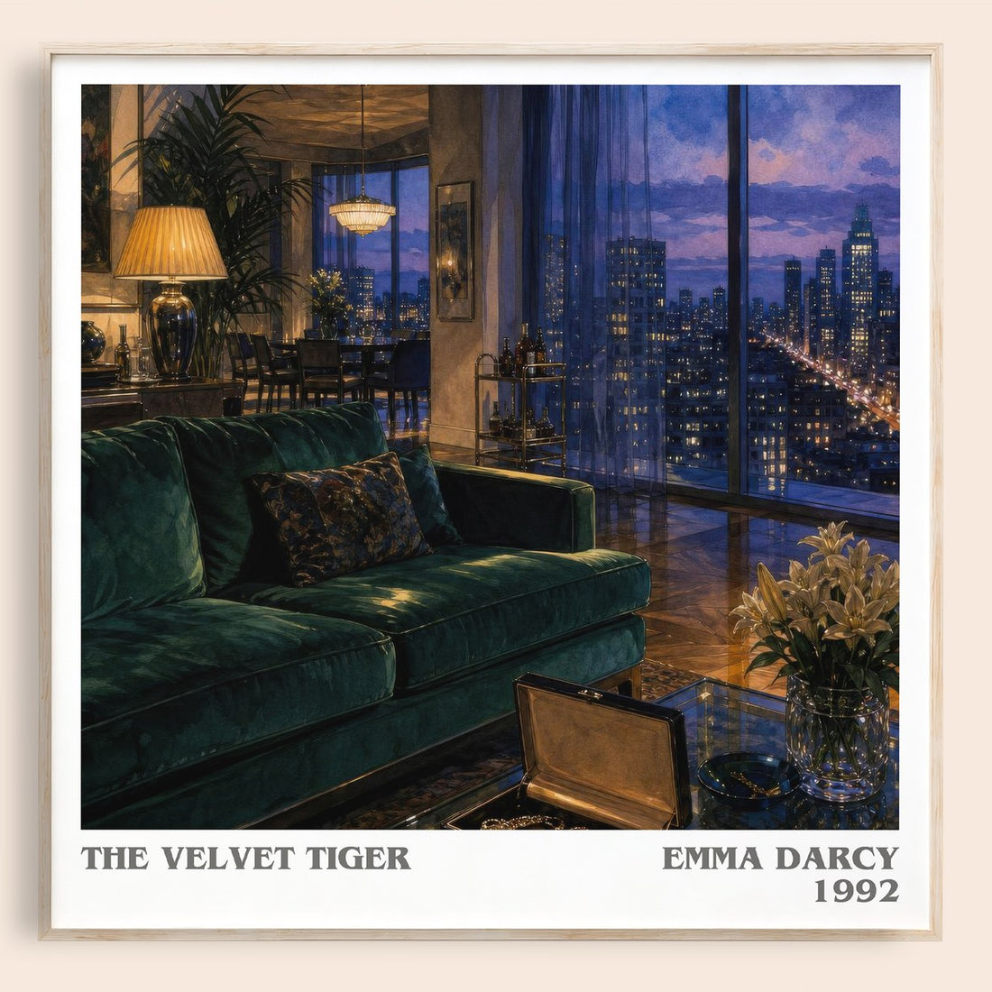 The Velvet Tiger literary book poster by Emma Darcy – framed literary art print