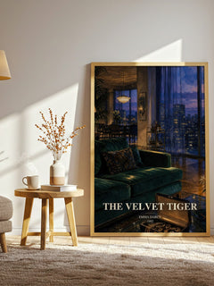 The Velvet Tiger watercolour print in frame leaning in hallway – romance wall art