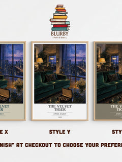 The Velvet Tiger book cover print in frame leaning in hallway – romance wall art