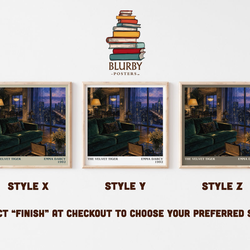The Velvet Tiger literary print in frame leaning in hallway – romance wall art