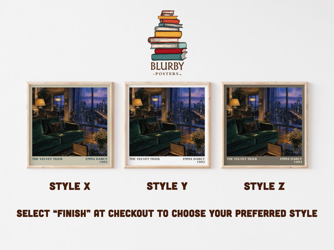 The Velvet Tiger literary print in frame leaning in hallway – romance wall art (mockup)