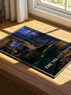 The Velvet Tiger watercolour book poster framed on wall – romance wall art