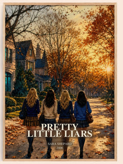 Pretty Little Liars watercolour book poster by Sara Shepard – framed literary art print