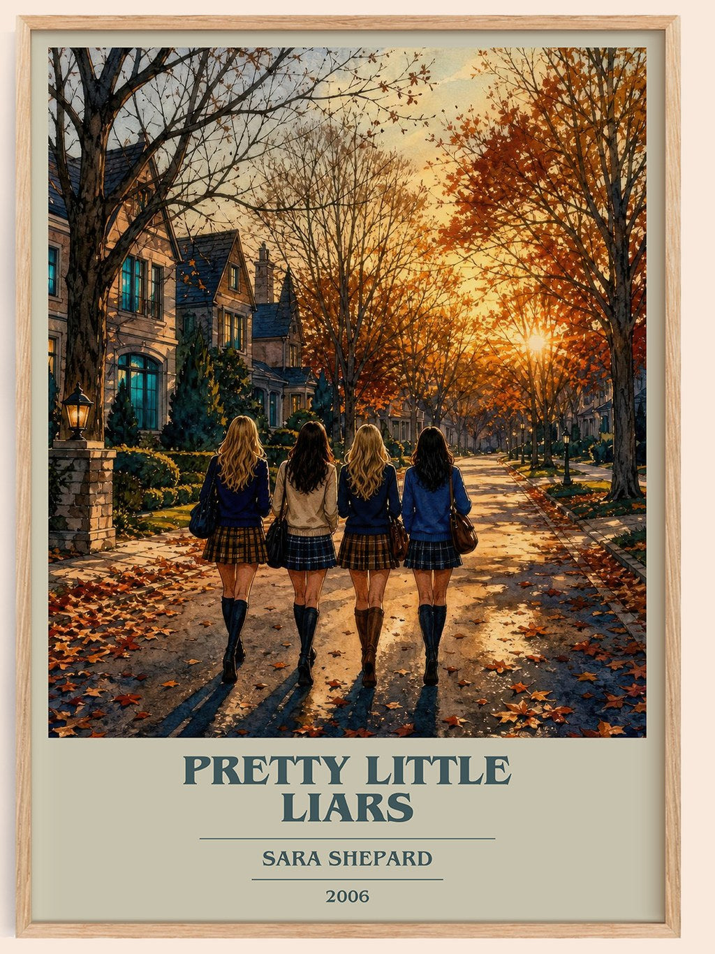Pretty Little Liars book cover book poster by Sara Shepard – framed literary art print