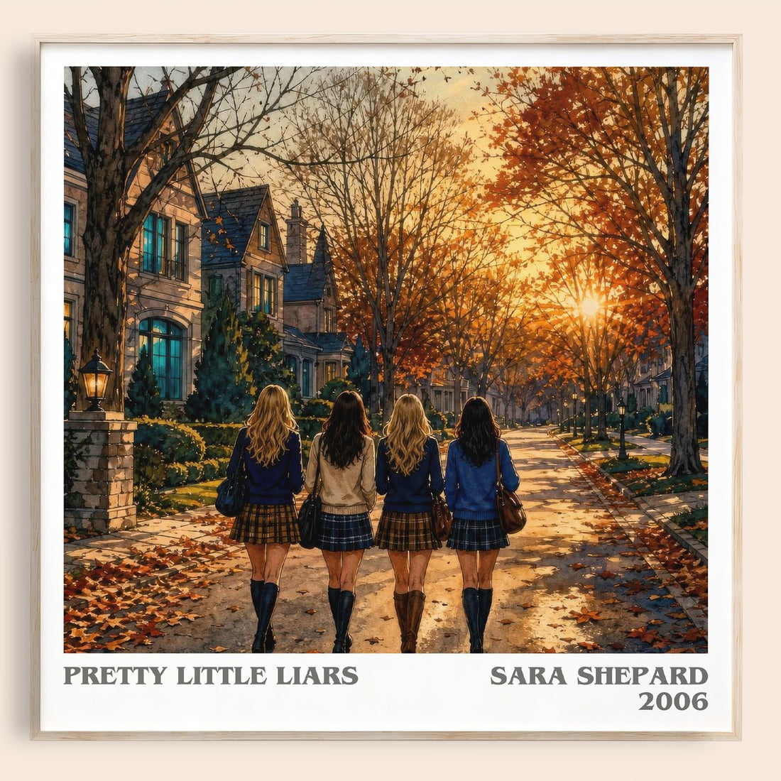 Pretty Little Liars literary book poster by Sara Shepard – framed literary art print