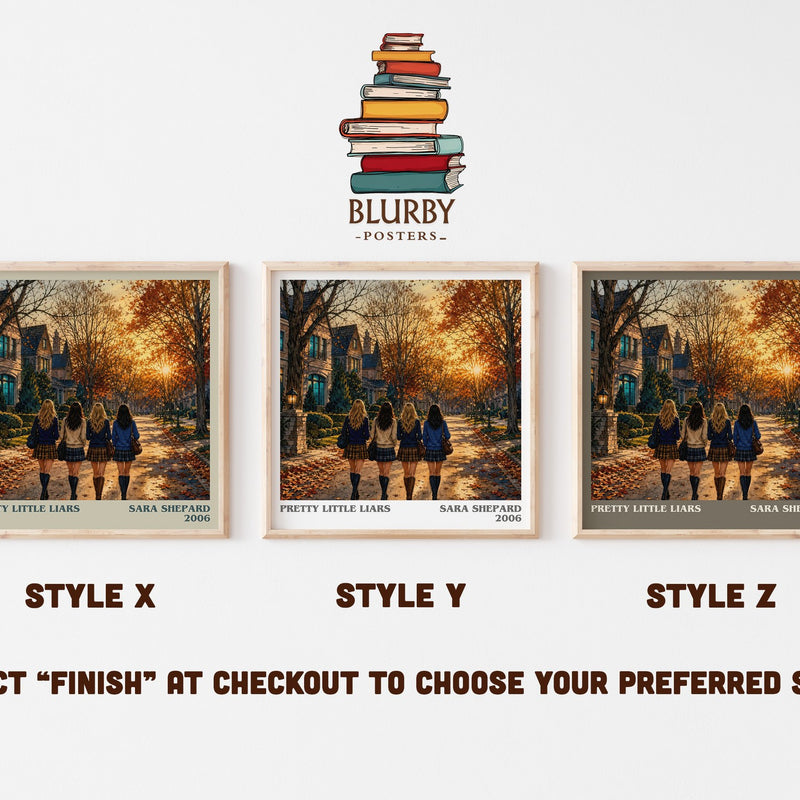 Pretty Little Liars literary print in frame leaning in hallway – young adult wall art
