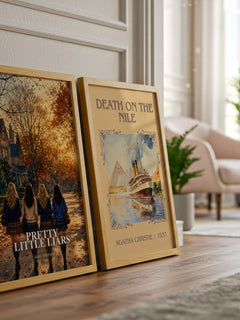 Pretty Little Liars watercolour print framed by window – literary home decor