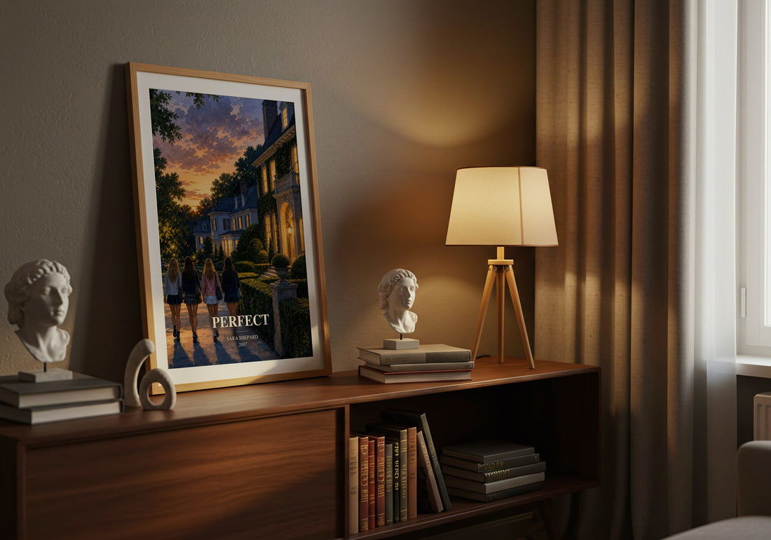Perfect watercolour print on bookshelf – Sara Shepard fan gift