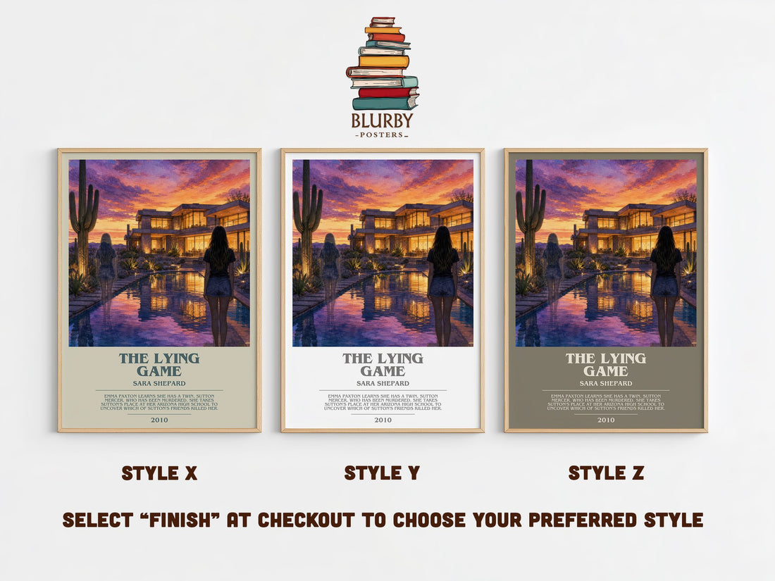 The Lying Game bookish print in frame leaning in hallway – young adult wall art (mockup)