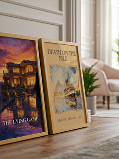 The Lying Game watercolour print framed by window – literary home decor