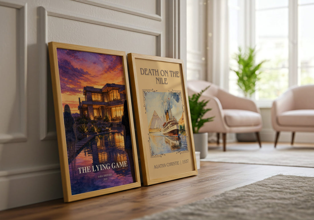 The Lying Game watercolour print framed by window – literary home decor