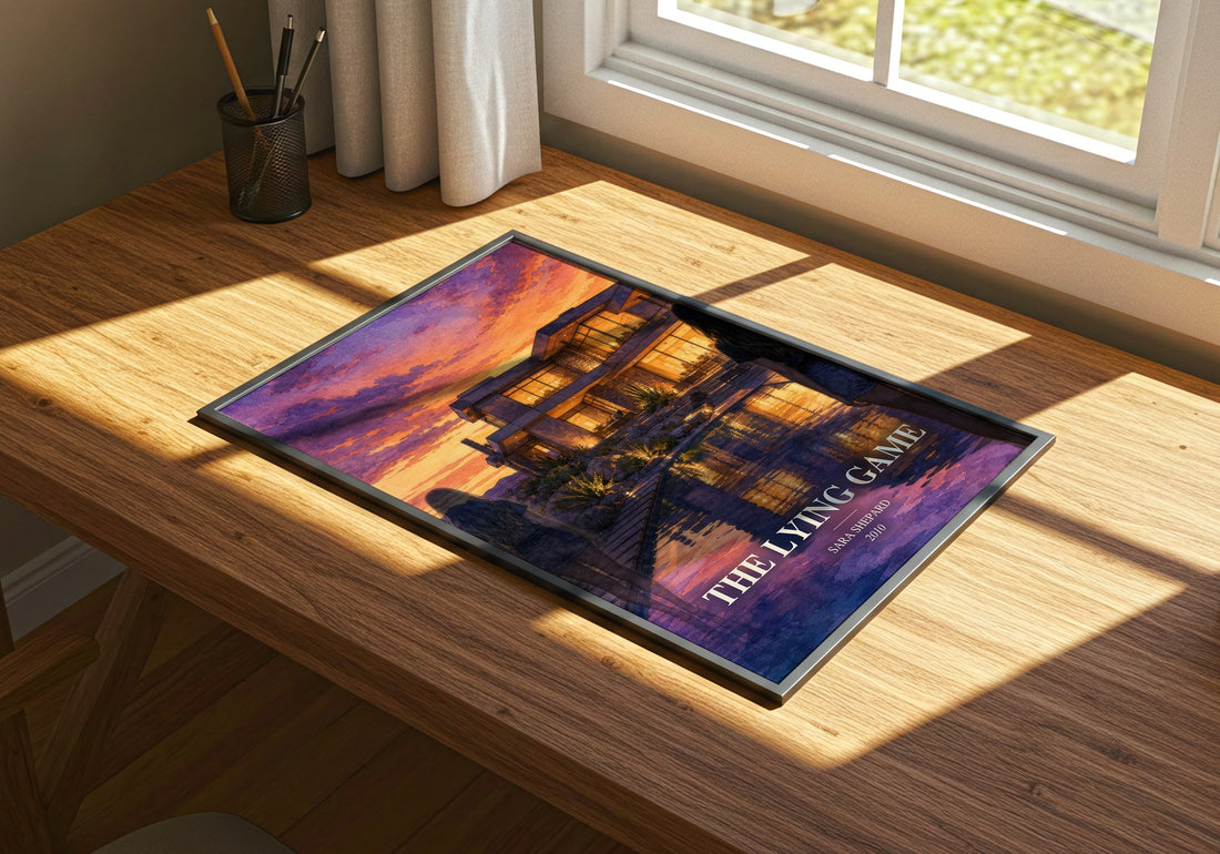 The Lying Game watercolour book poster framed on wall – young adult wall art
