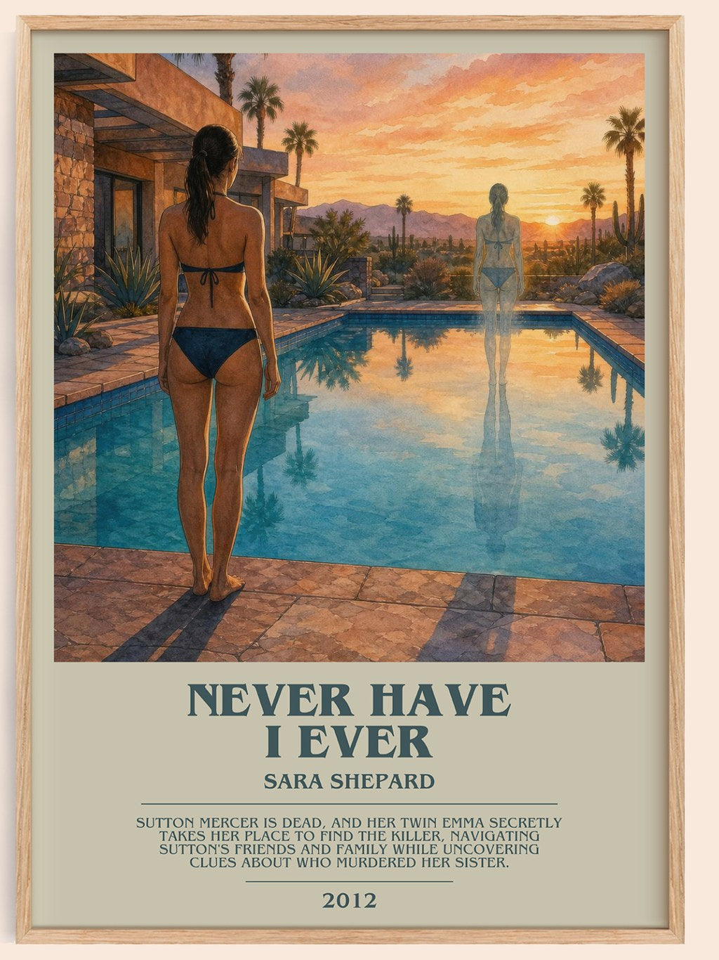 Never Have I Ever bookish book poster by Sara Shepard – framed literary art print