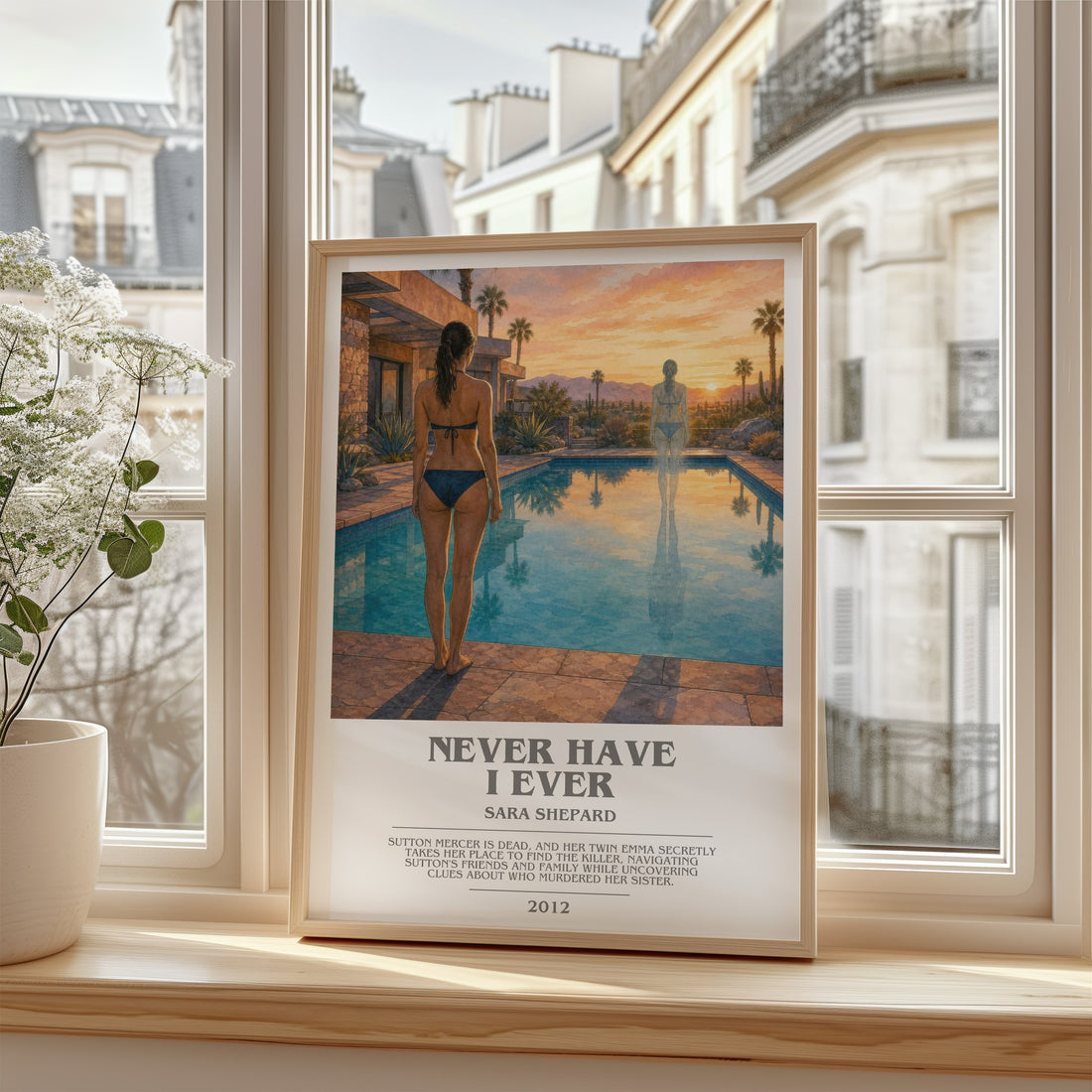 Never Have I Ever bookish poster colour and style options – Sara Shepard book art