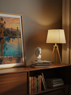 Never Have I Ever watercolour print on bookshelf – Sara Shepard fan gift