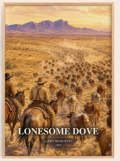 Lonesome Dove watercolour book poster by Larry McMurtry – framed literary art print