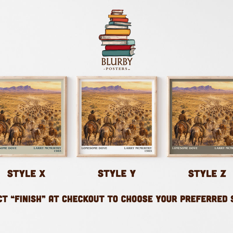 Lonesome Dove literary print in frame leaning in hallway – literary fiction wall art