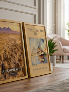 Lonesome Dove watercolour print framed by window – literary home decor