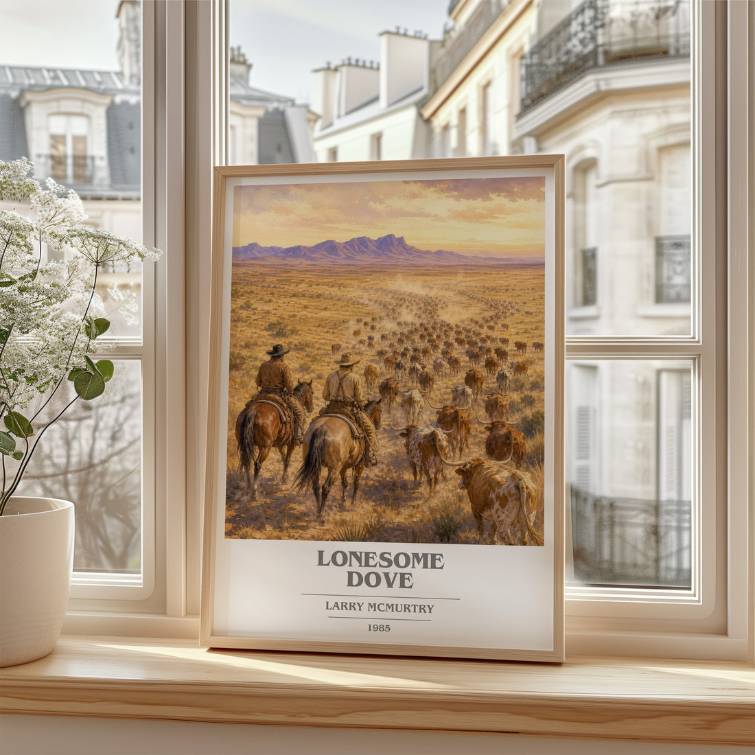 Lonesome Dove book cover poster colour and style options – Larry McMurtry book art