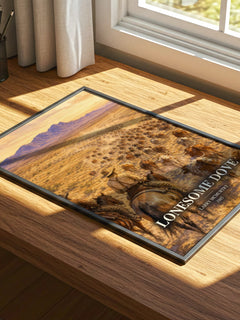 Lonesome Dove watercolour book poster framed on wall – literary fiction wall art