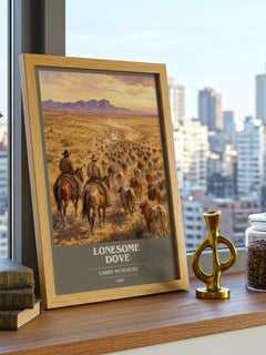 Lonesome Dove book cover print framed by window – literary home decor