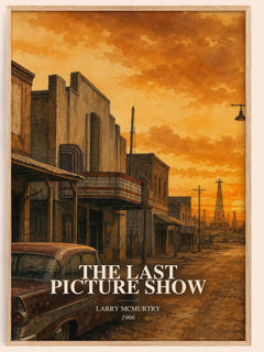 The Last Picture Show watercolour book poster by Larry McMurtry – framed literary art print