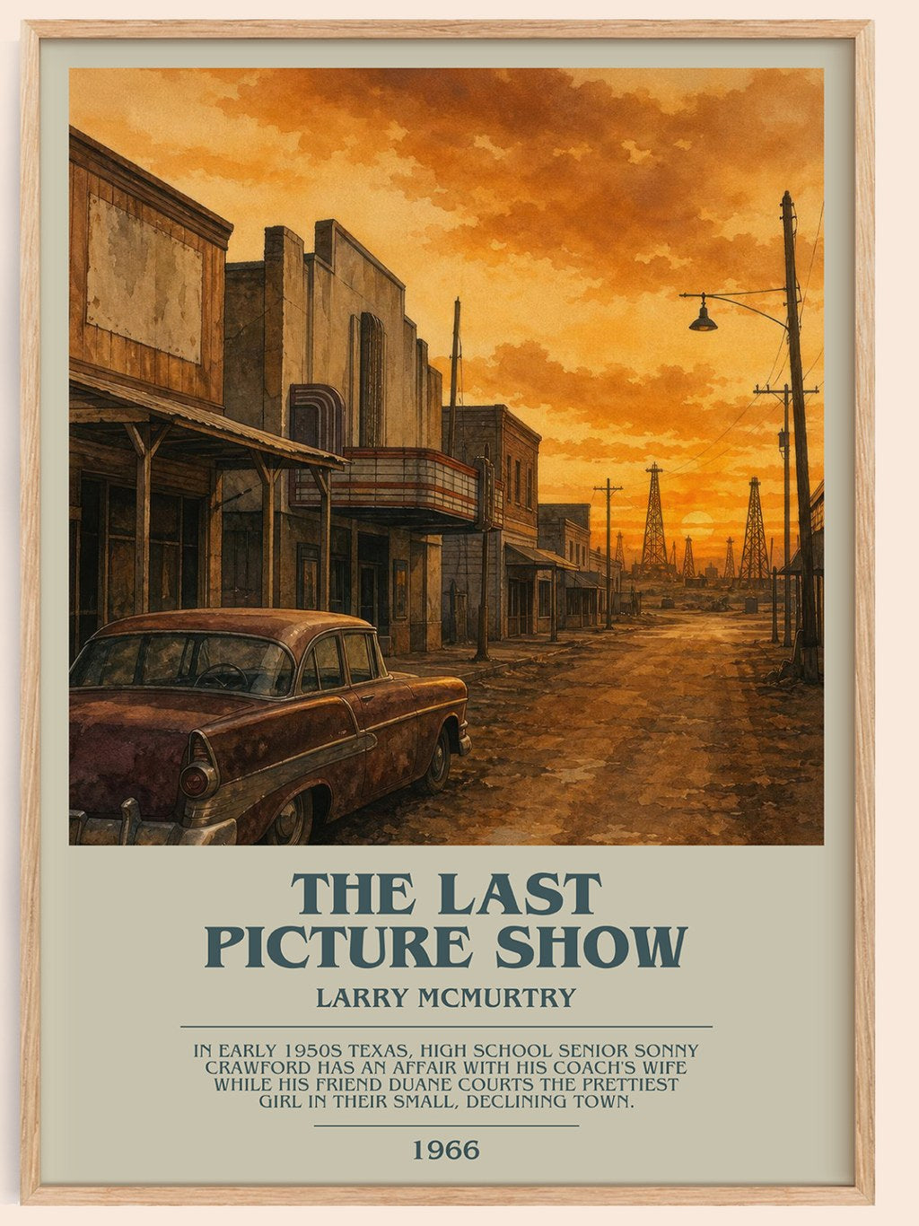 The Last Picture Show bookish book poster by Larry McMurtry – framed literary art print