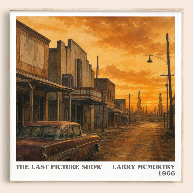 The Last Picture Show literary book poster by Larry McMurtry – framed literary art print