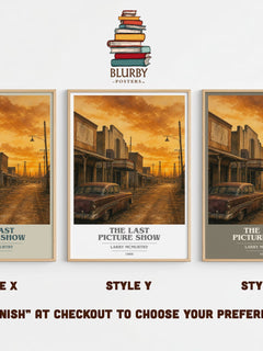 The Last Picture Show book cover print in frame leaning in hallway – coming of age wall art