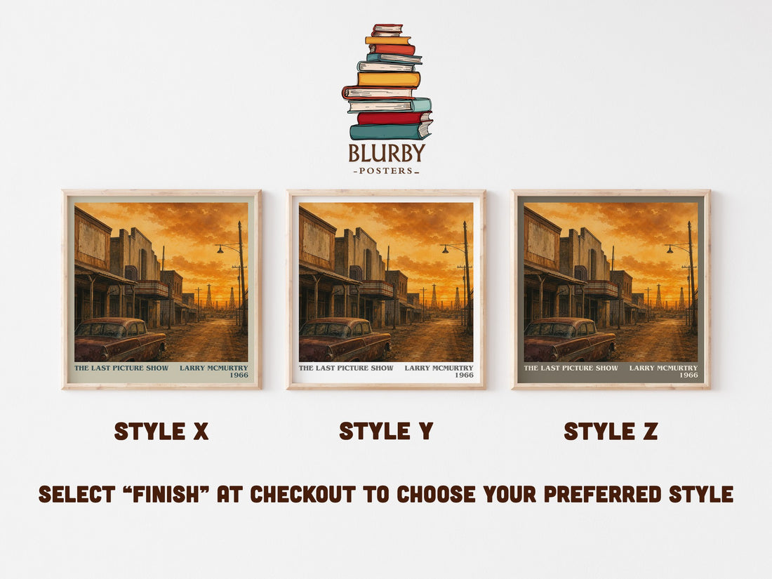 The Last Picture Show literary print in frame leaning in hallway – coming of age wall art (mockup)
