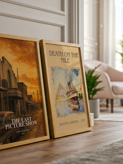 The Last Picture Show watercolour print framed by window – literary home decor