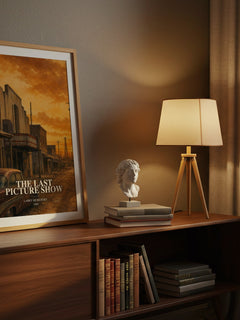 The Last Picture Show watercolour print on bookshelf – Larry McMurtry fan gift