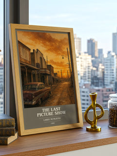 The Last Picture Show book cover print framed by window – literary home decor