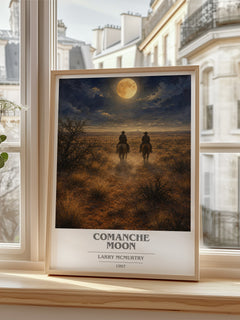 Comanche moon book cover poster colour and style options – Larry McMurtry book art